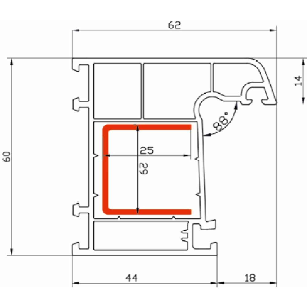 Silverline 60mm Kasa Profili 3 Odacıklı - C01 Beyaz