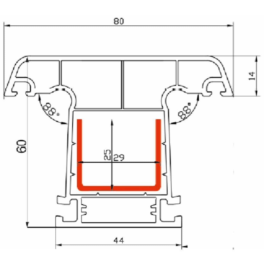 Silverline 60mm Orta Kayıt Profili 3 Odacıklı - C01 Beyaz