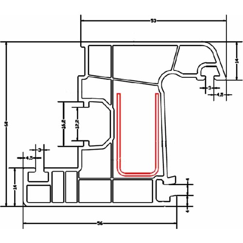 Betaline 60mm Pencere Kanat Profili 3 Odacıklı - C01 Beyaz