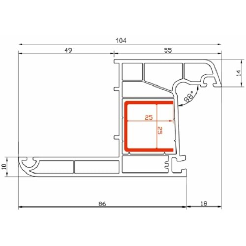 Elitline 60mm Pervazlı Kasa Profili 4 Odacıklı - C01 Beyaz