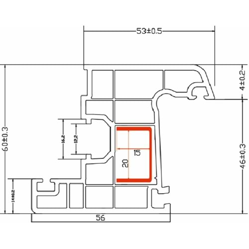 Megaline 60mm Pencere Kanat Profili 4 Odacıklı - C01 Beyaz