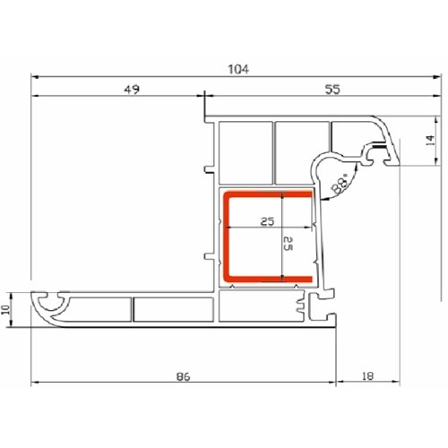 Silverline 60mm Pervazlı Kasa Profili 3 Odacıklı - C01 Beyaz